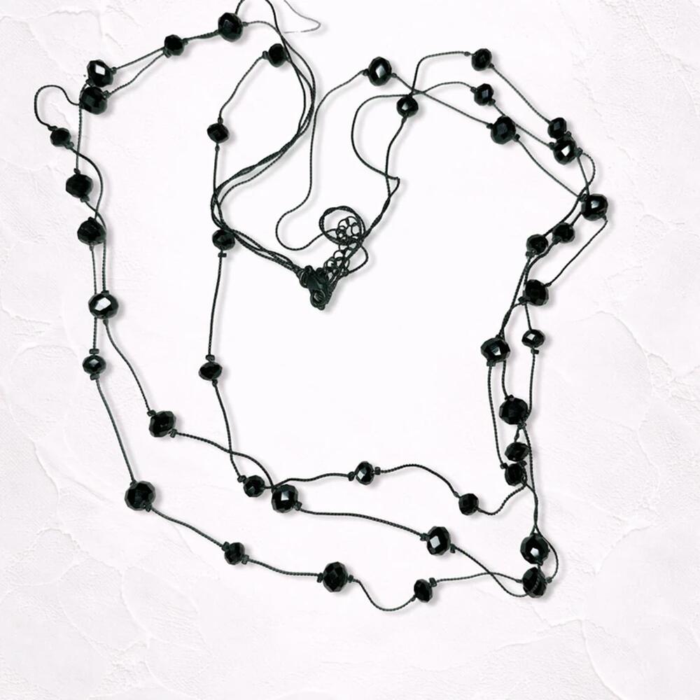 6630. Black Multistrand Glass Necklace